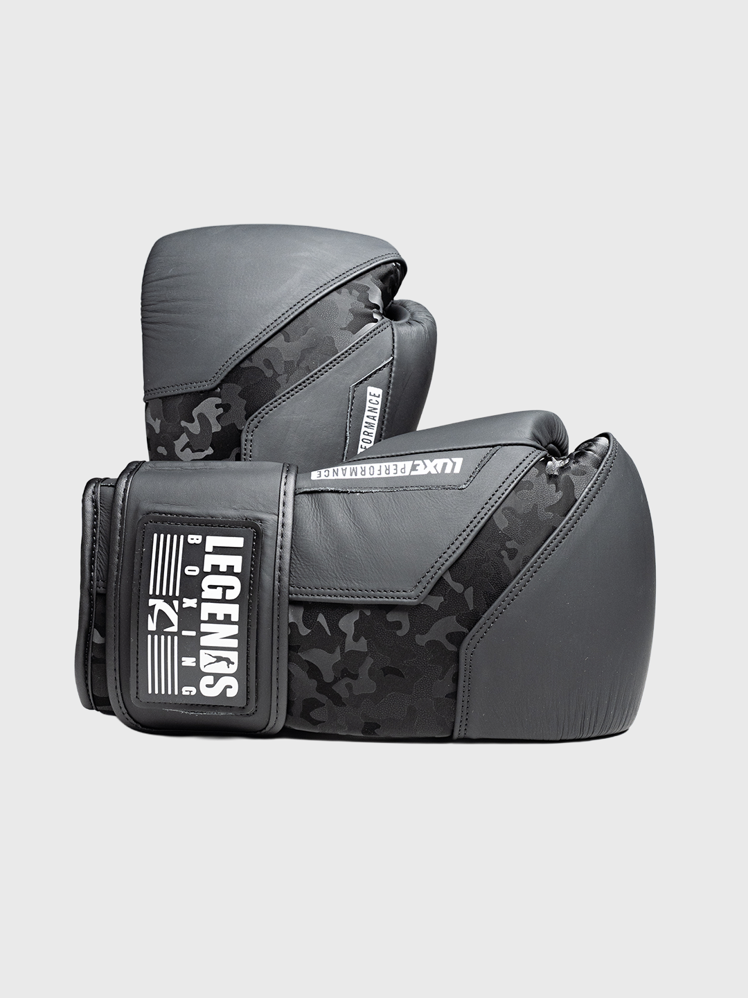 LTE Luxe Gloves Black and Camo Boxing Gear
