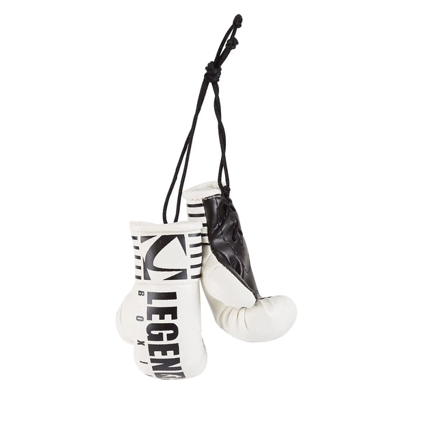 Legends Mini Boxing Gloves  White/Black Striped Logo Miscellaneous