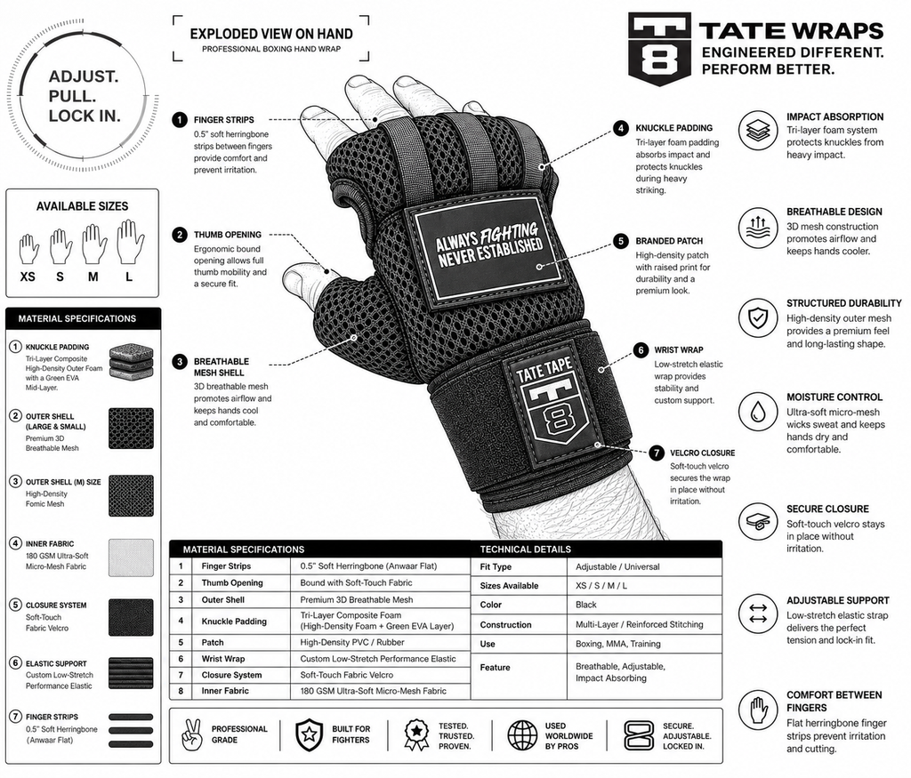 Tate Professional Hand Wrap System - Back For Round 2